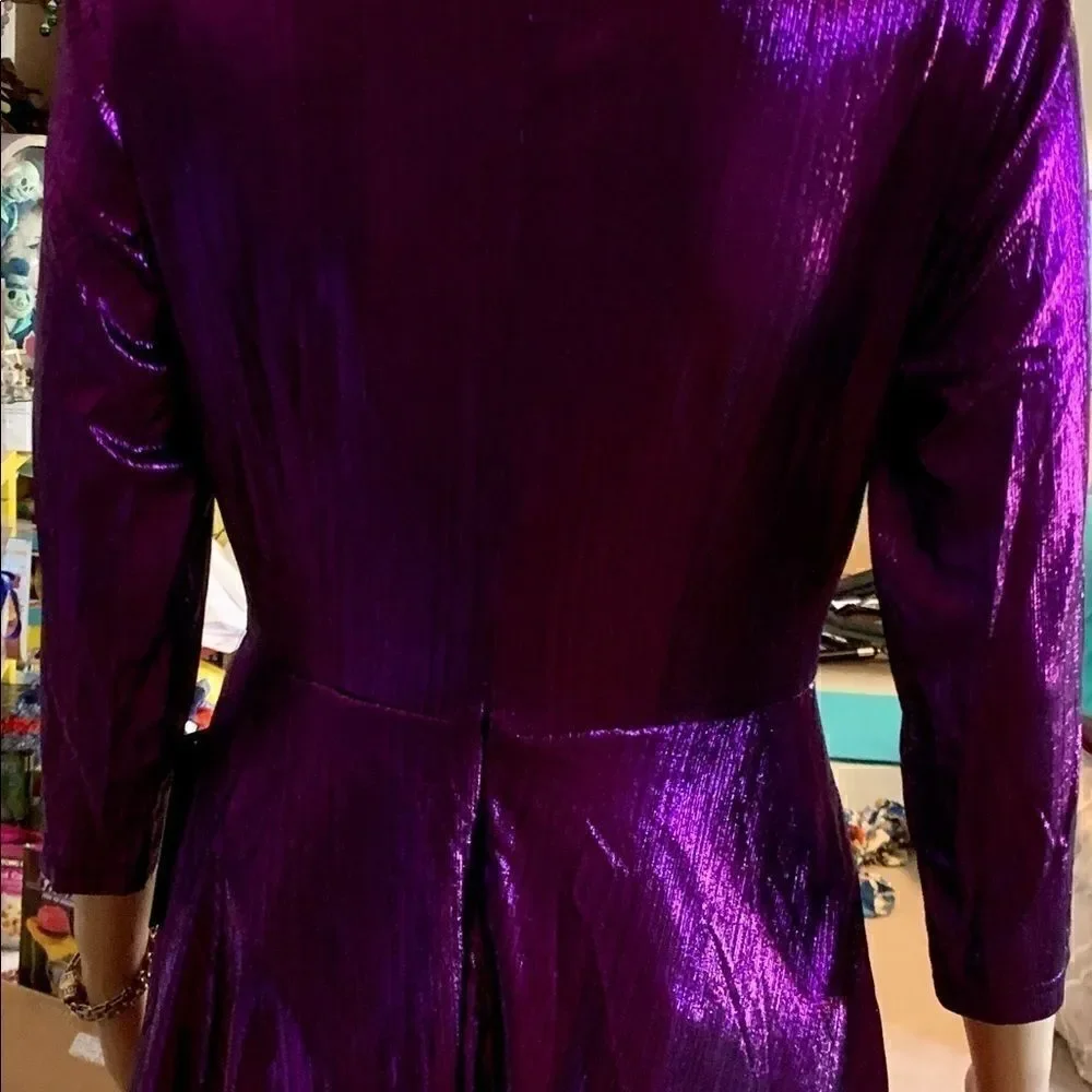 Radiant Spark Purple Metallic Skater Dress NWT SML
